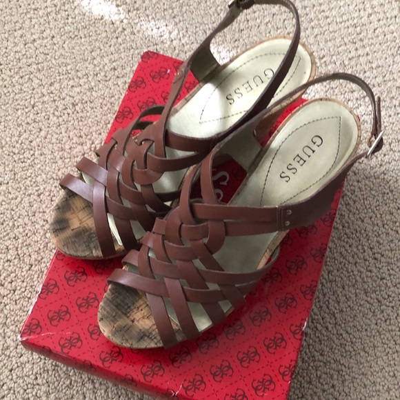 Guess Shoes - Brown Guess Cork Wedges - Size 10M, 4” heel